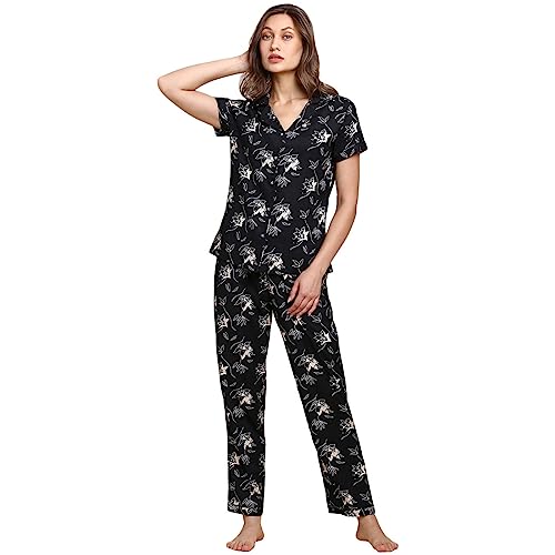 Van Heusen Women Allover Print Lounge Shirt and Pyjama Set Short Sleeves and Soft Handle