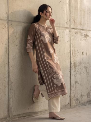 Varanga The Espresso Bloom Pure Silk Festive Women's Kurta Set