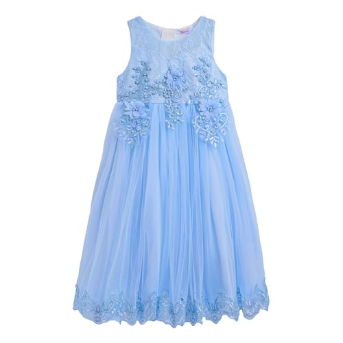 Hopscotch Girls Floral Embellished Gown in Blue Color for Age (3-4 Years)
