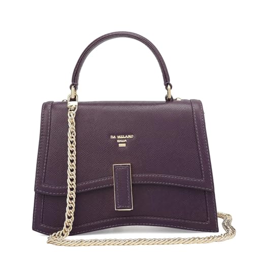Da Milano Leather Satchel Bag for Women - Purple (LB-01516A-OL)