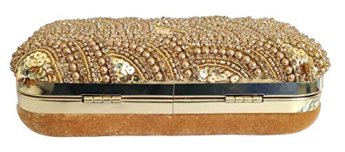 DUCHESS Women and Girls Embroidered Golden Clutch