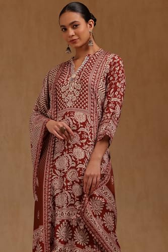Soch Women's Muslin Salwar Suit Set (EWA5CD22079_Rust