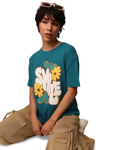 ONLY Women's Boxy Fit Blue T-Shirt