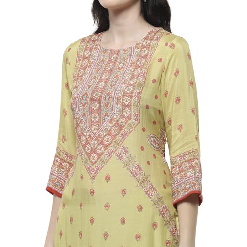 BIBA Women Green Modal Printed Straight Suit Set_44