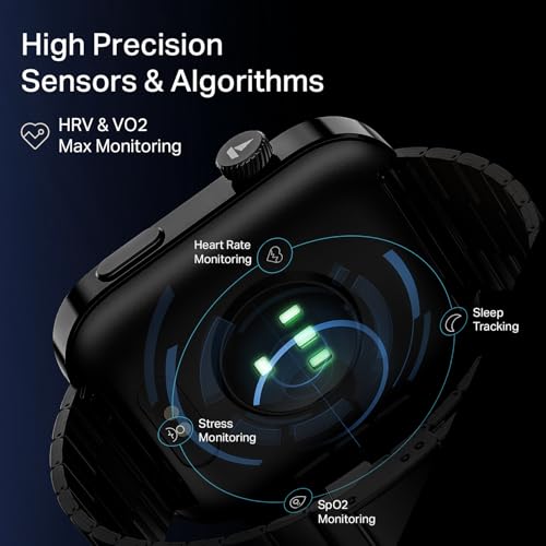 boAt Chrome Endeavour, Premium Metal Body, 1.96”(4.97cm) AMOLED Display,AI Coach Health Insights,Advanced S1 Processor,HRV,VO2 Max,Auto Watchface Refresh, Smart Watch for Men & Women (Steel Black)