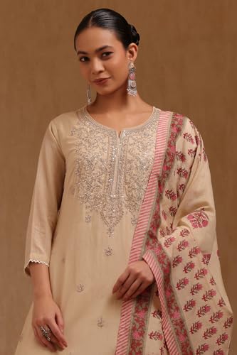 Soch Women's Chanderi Salwar Suit Set (EWA5CD22296_Beige