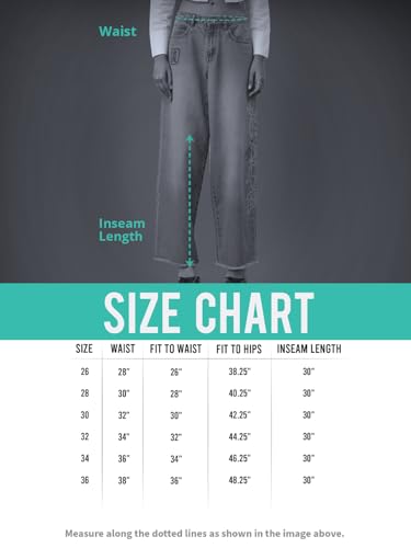 The Souled Store Baggy-Fit Denim: Blue Storm Women and Girls Zippered Fold-Over Cutout Waistband Medium Blue Washed Cotton Denim Lightweight Everyday All-Season Denim Jeans