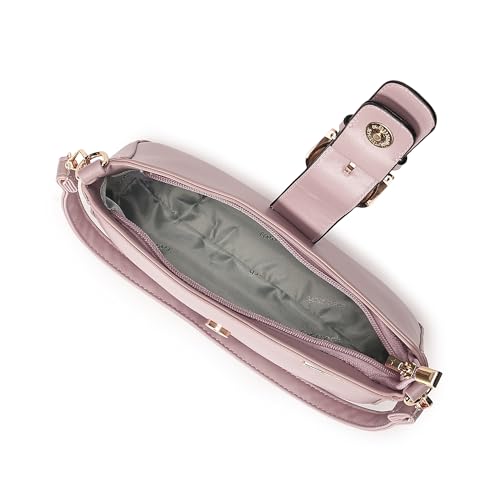 Fastrack Women Buckle Detail Shoulder Bag with Top Zip and Flap Closure | Inner Zip and Slip Pockets, Gold Metal Accents | Trendy Sling Bag | Trendy Women Handbags