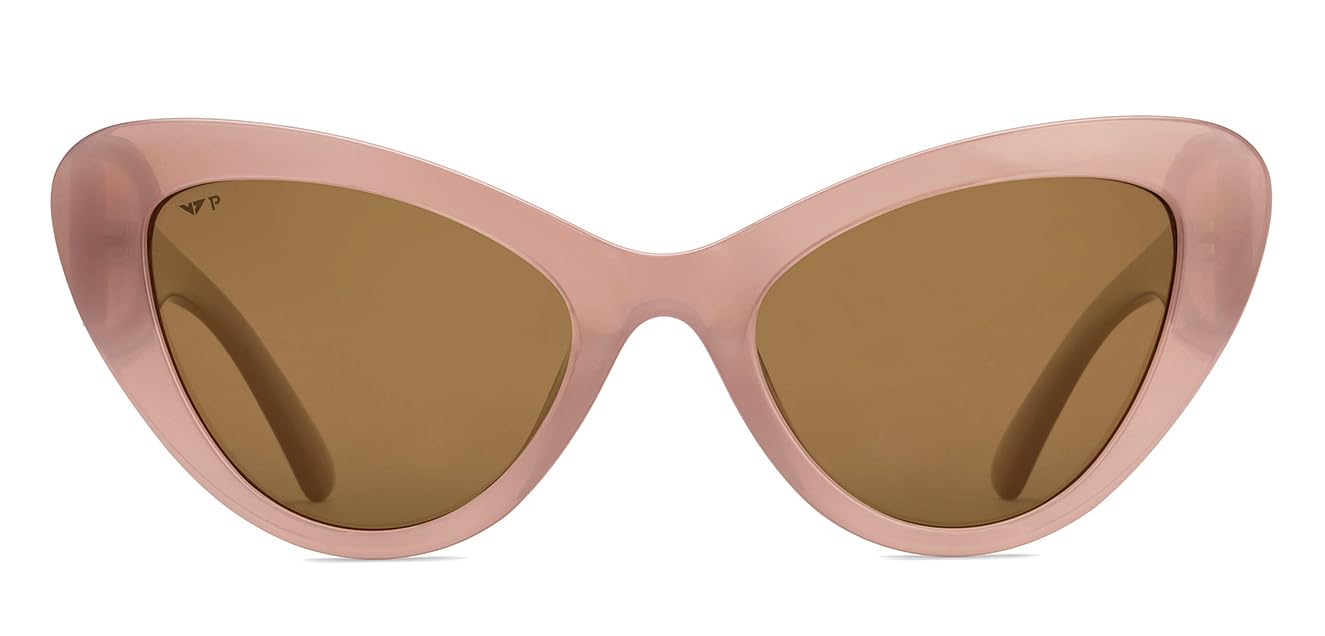 VINCENT CHASE EYEWEAR By Lenskart | Pink Brown Full Rim Cat Eye | Statement Edit | Branded Latest And Stylish Sunglasses | Polarized And 100% Uv Protected | Women | Large | Vc S16825