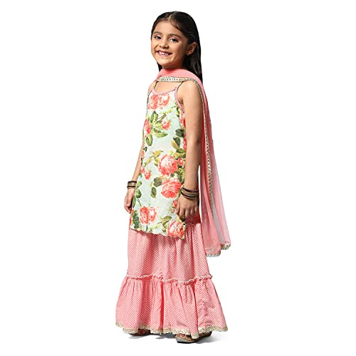 BIBA GIRL PRINTED A Line KID(KW4983_TURQUOISE_11)