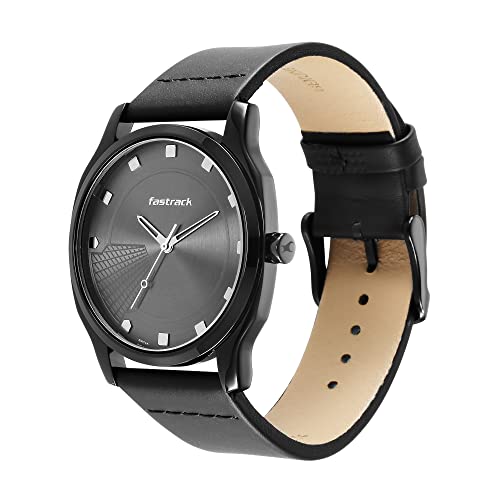 Fastrack Mens Stunners Quartz Analog Gray Dial Leather Strap Watch for Guys-NS3255NL01/NT3255NL01