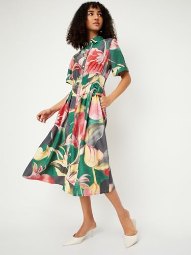 Max Women Floral Print A-line Dress (Multicolour_XXL)