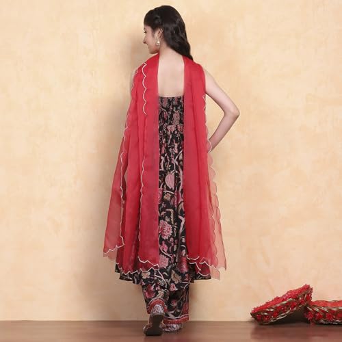 Biba Girl's Viscose Blend Kurta Set (KWSNKIS6406SS25BLK_Black