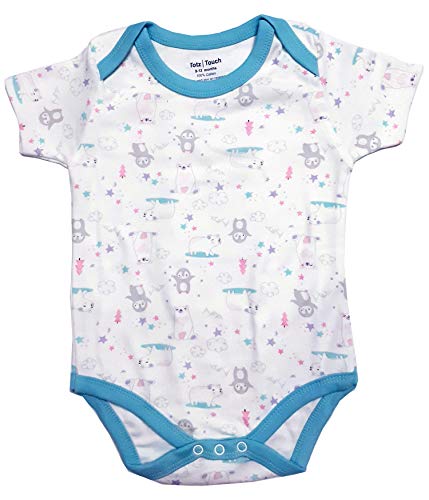 TotzTouch Set of 3 Printed Pure Cotton Baby Girls Rompers Pullover | Body Jump Suit Dress Size | Bottom Button Easy Wear | Non Shrink/Fade (Options 0-3 Months / 3-6 Months / 6-9 Months / 9-12 Months)