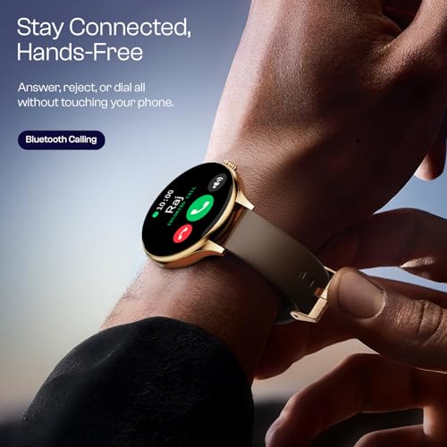 Fire-Boltt Phoenix Air Smart Watch 1.26” Round Display, Rotating Button, Wireless Charging, Ultra Lightweight Metal Body, Bluetooth Calling, Smartwatch with Silicone & Mesh Steel Straps Rose Metal
