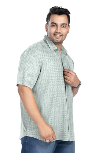 Pluss Tribe - Mens Plus Size Printed Shirts - Pure Cotton - Digital Print - Ideal for Casual, Office D010 - Size - 5XL