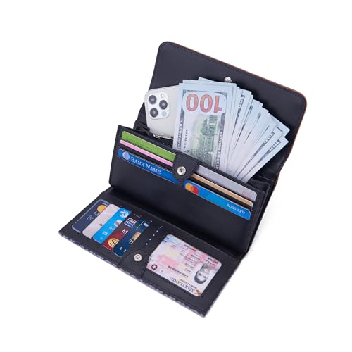 Nautica Women's Perfect Carry-All Money Manager RFID Blocking Wallet Organizer, Navy