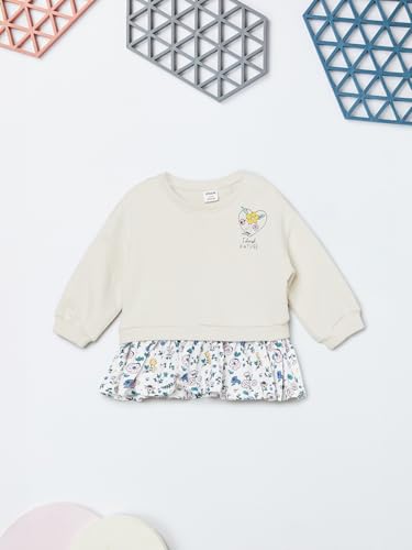 Max Girls Printed Top with Leggings (Beige_12-18 M)