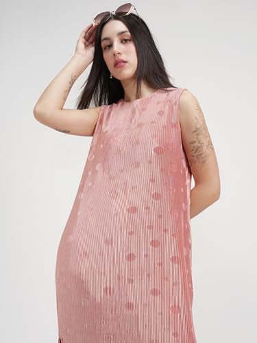 Tokyo Talkies Women's Polyester Midi Dress (TTJ6012623_Peach