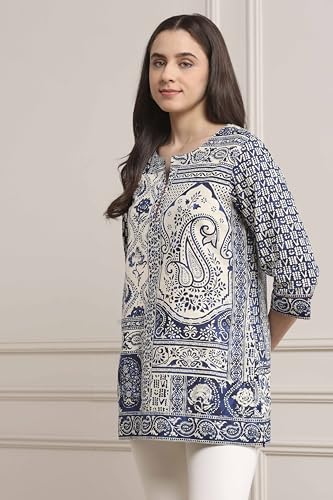 Biba Women Indigo Cotton Straight Kurta_46
