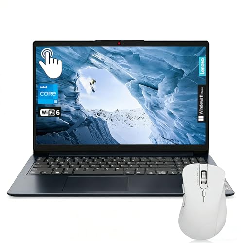 Lenovo IdeaPad 1 Touchscreen Laptop, 15.6" FHD(1920 * 1080), Intel Core i5-1335U, 8GB RAM, 512GB SSD, HDMI, SD Card Reader, Webcam, Wi-Fi 6, Win 11 Home, Abyss Blue, Bundle with ML101 Wireless Mouse