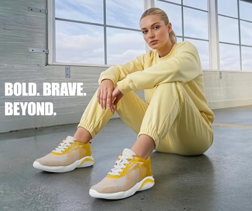 LOUIS STITCH Women’s Golden Hour Lightweight Athleisure Sport Shoes | Lightweight Casual Sneakers | Lace-Up Sneaker and Athleisure Wear| Perfect for Casual, Gym & Travel Wear | LSLD-ATH-YL | UK-4