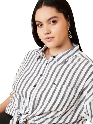 Max Women Striped Oversized Shirt (Black_5XL)