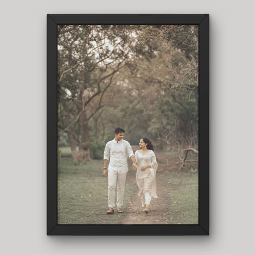 Personalised Photo Frame, A4 Size, Black, for Wedding, Birthday, Valentine's Day, Family, 25 x 33.5 cm