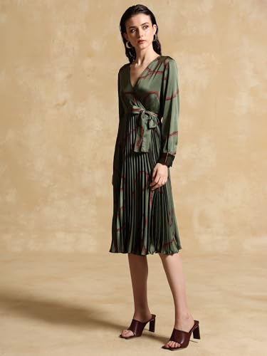 Kazo Yana Printed Midi Dress Olive