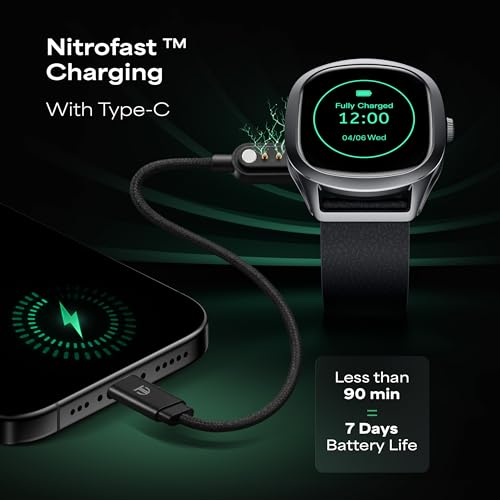 Titan EVOKE S Smartwatch with 1.7” AMOLED Display,1000 Nits, AI Watch Faces, Rotary Crown, AI Chat, Smart Glance, Flush strap Transition,Magnetic Precision Buckle,BT Calling, 24/7 Health Suite - Green
