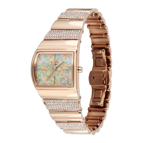 Titan Raga Opal with Quartz Analog Rose Gold-Vertical Fire Dial Rose Gold Color Strap Watch for Women - 2813WM02