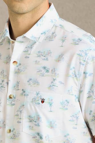 Louis Philippe Men White Print Half Sleeves Casual Shirt