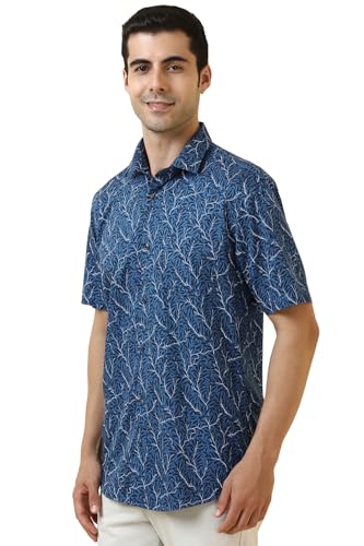 Allen Solly Men Blue Printed Half Sleeves Casual Shirt