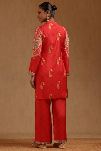 Soch Womens Orange Muslin Ethnic Motifs Co-Ords Set