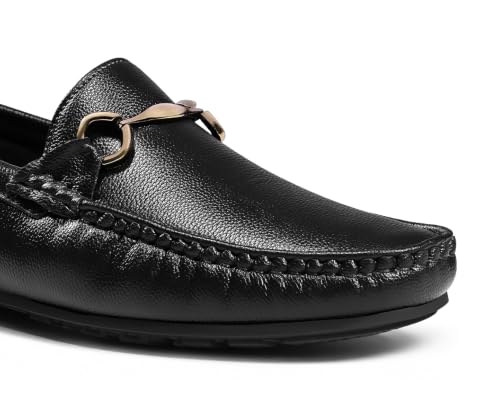 LOUIS STITCH Men’s Jet Black Formal Slip-On Loafer Shoes | Soft Touch & Lightweight | LSVSFL-06 |UK-8