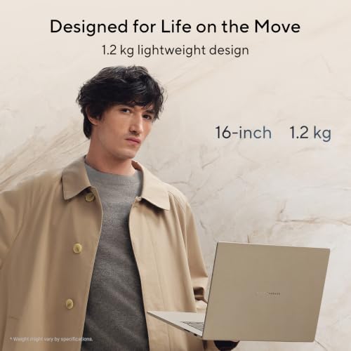 ASUS Zenbook A16 (2026),Snapdragon X2 Elite Extreme,Qualcomm Adreno iGPU,24GB RAM,512GB SSD,OLED,16"(40 cm),Win 11,M365 Basic(1Y),Office 24,Zabriskie Beige,1.2 Kg,UX3607OA-SQ141WS,Thin & Light Laptop