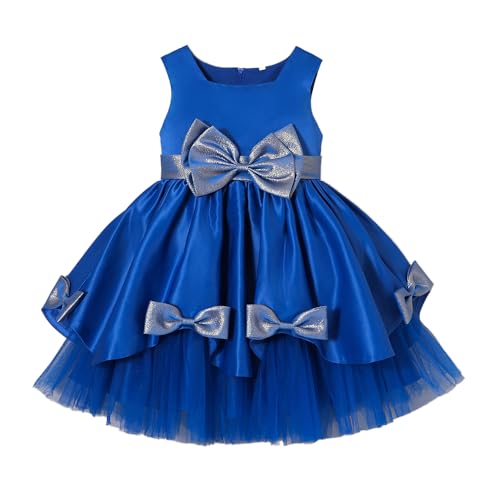 Hopscotch Girls Royal Blue Sleeveless Bow Applique Party Dress for Age (18-24 Months)