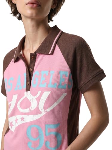 ONLY Women's Typographic Regular Fit Multicolor T-Shirt