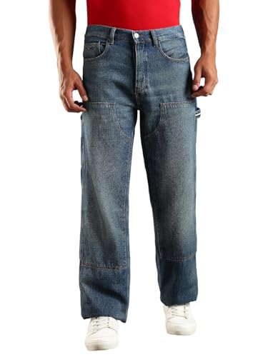 Mid-Wash Loose Fit Low Rise Jeans