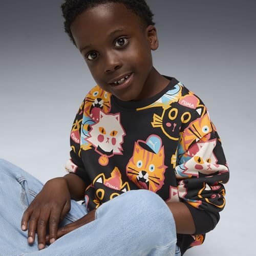 PUMA | MOODY CAT Kids' Graphic Crew Sweatshirt | Black | 6-7Y