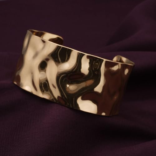 PALMONAS Gold Textured Cuff Bracelet for Women - Gift for Girls & Women | Waterproof & Anti-Tarnish Bracelet