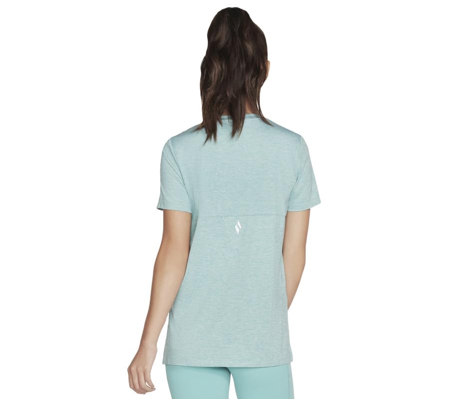 Skechers Women's Solid Relaxed Fit T-Shirt (W1TS327A-TURQ_Turquoise XS)