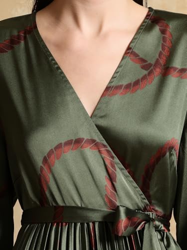 Kazo Yana Printed Midi Dress Olive