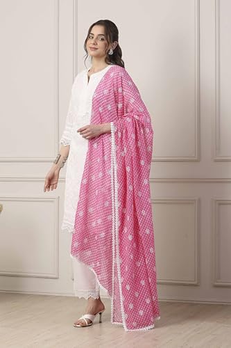 Biba Women White Cotton Straight Suit Set_38