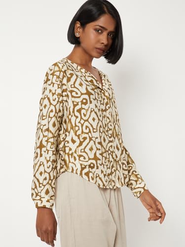 Max Women Printed Blouse (Yellow_XXL)