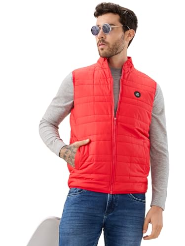 Status Quo Men's Quilted Sleeveless Puffer Jacket with Side Patch Logo and Zipper Closure | 95% Polyester 5% Spandex | ORANGE | XXL Size