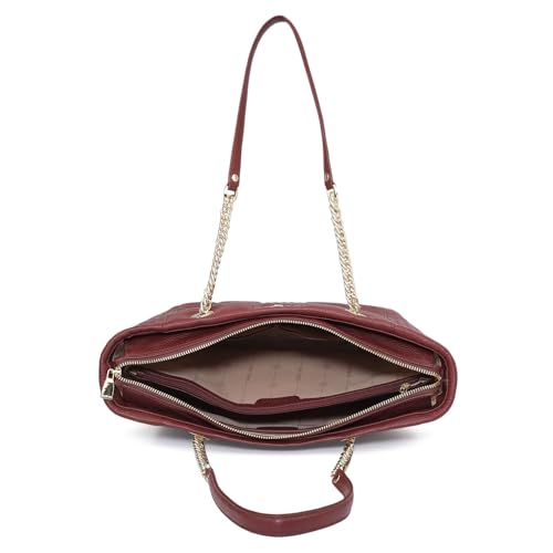 Da Milano Leather Tote Bag for Women - Maroon