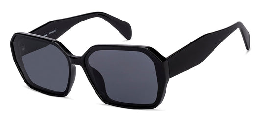 VINCENT CHASE EYEWEAR By Lenskart | Black-Grey Full Rim Hexagonal | Stardust | Branded Latest And Stylish Sunglasses | Polarized And 100% Uv Protected | For Women | Large | Vc S16907