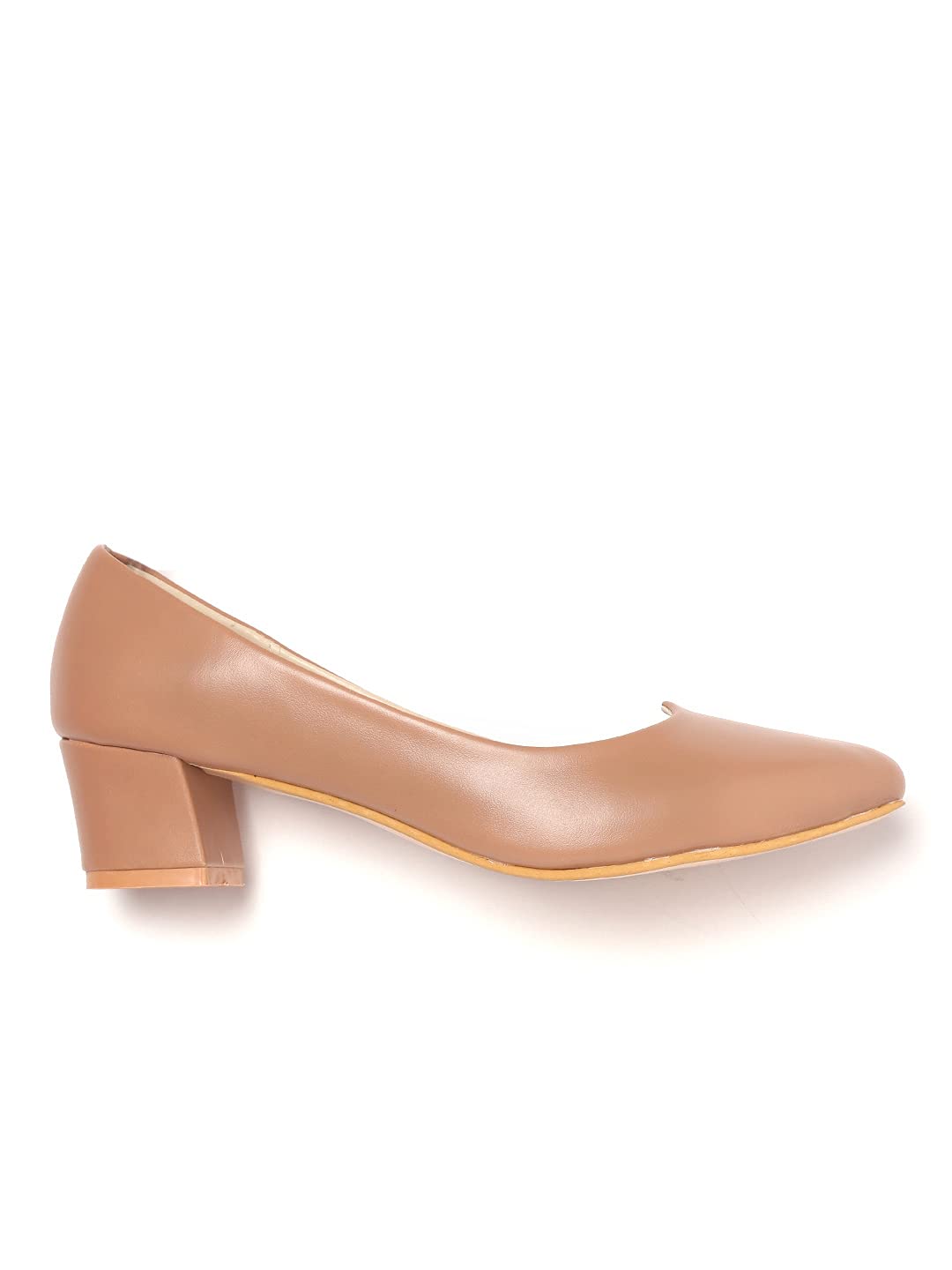 Marc Loire Women's Beige Formal Block Heel Pump Shoes for Office, 4 UK