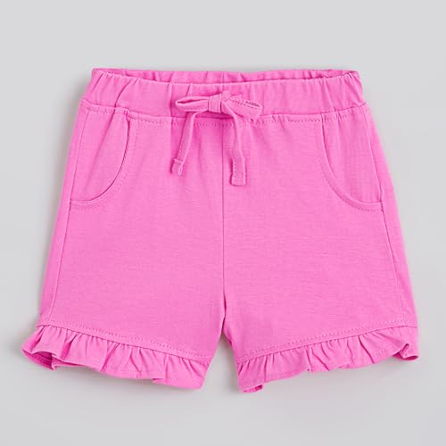 Hopscotch Girls Pink Short Sleeves 2-Pc Unicorn Cotton Short Set For Ages(3-6 Months)